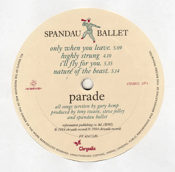 Spandau Ballet - Parade (LP, Album, Car) (Very Good Plus (VG+)) - Image 4