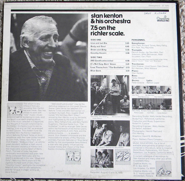 Stan Kenton And His Orchestra - 7.5 On The Richter Scale (LP, Album) (Very Good (VG)) - Image 2