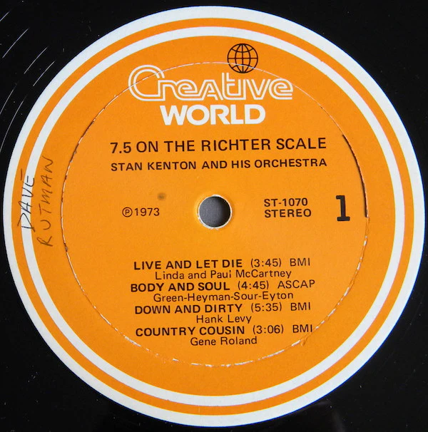 Stan Kenton And His Orchestra - 7.5 On The Richter Scale (LP, Album) (Very Good (VG)) - Image 3