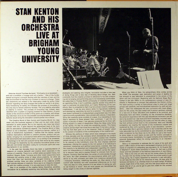 Stan Kenton And His Orchestra - Live At Brigham Young University (2xLP, Quad) (Very Good Plus (VG+)) - Image 2