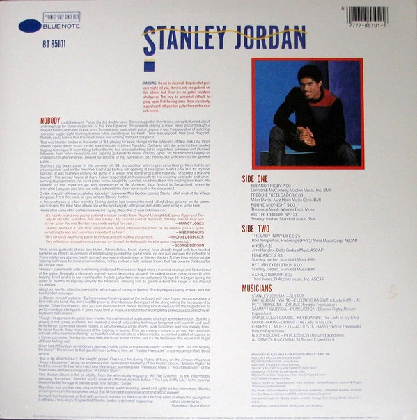 Stanley Jordan - Magic Touch (LP, Album, Jac) (Near Mint (NM or M-)) - Image 2