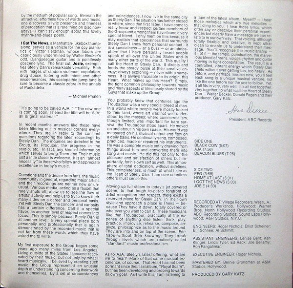 Steely Dan - Aja (LP, Album, RE, RP, Ter) (Very Good (VG)) - Image 3