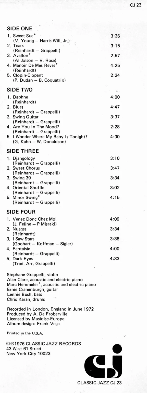 Stéphane Grappelli - Homage To Django (2xLP, Album, Gat) (Very Good Plus (VG+)) - Image 3