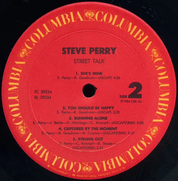 Steve Perry - Street Talk (LP, Album, Pit) (Good Plus (G+)) - Image 4