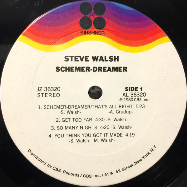 Steve Walsh - Schemer Dreamer (LP, Album, Pit) (Near Mint (NM or M-)) - Image 3