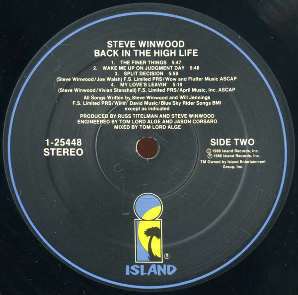 Steve Winwood - Back In The High Life (LP, Album, Spe) (Very Good Plus (VG+)) - Image 4