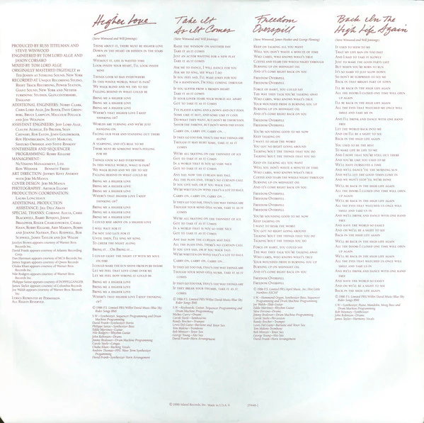 Steve Winwood - Back In The High Life (LP, Album, Spe) (Very Good Plus (VG+)) - Image 5