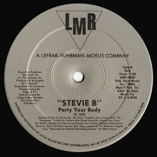 Stevie B - Party Your Body (12") (Very Good Plus (VG+)) - Image 2