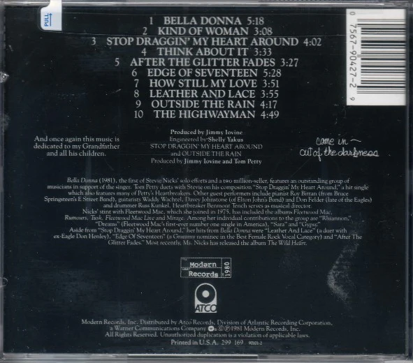 Stevie Nicks - Bella Donna (CD, Album, RP) (Mint (M)) - Image 2