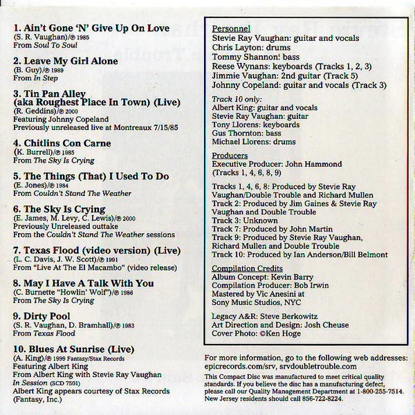 Stevie Ray Vaughan & Double Trouble - Blues At Sunrise (CD, Comp) (Very Good Plus (VG+)) - Image 3