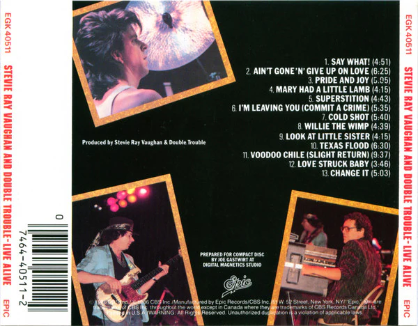 Stevie Ray Vaughan & Double Trouble - Live Alive (CD, Album, RE, Pit) (Near Mint (NM or M-)) - Image 2
