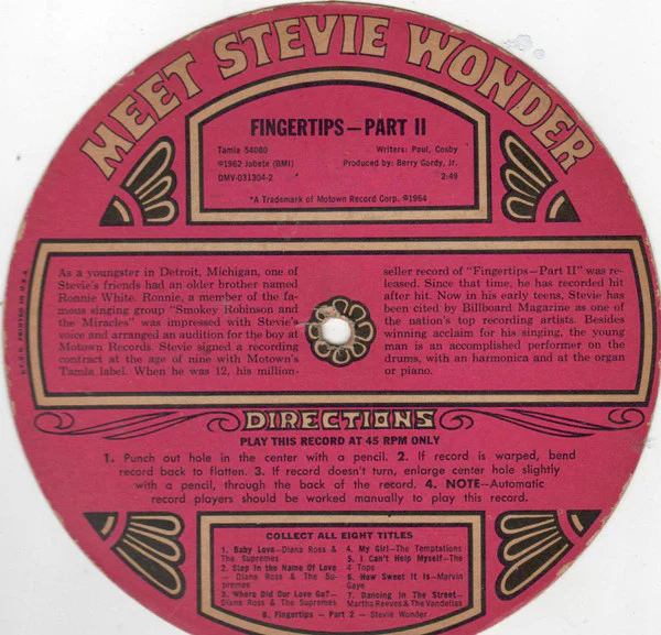Stevie Wonder - Fingertips - Part Two (Flexi, 7", S/Sided, Single, Card) (Very Good (VG)) - Image 2