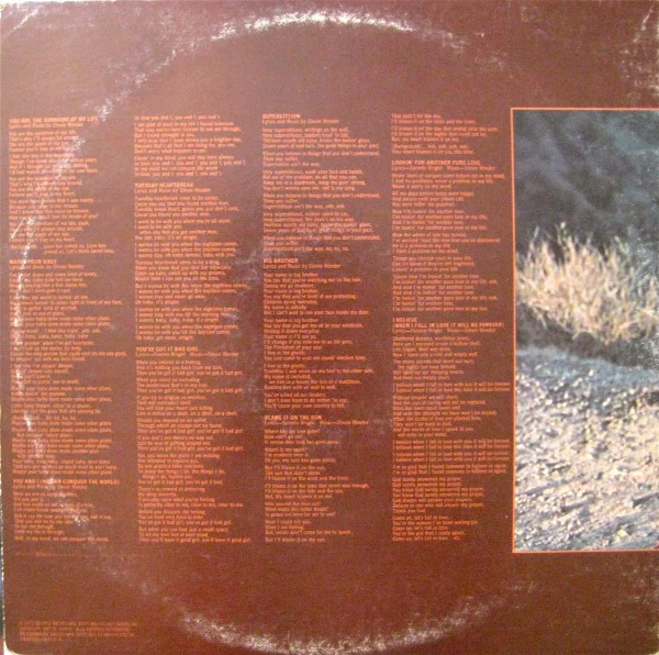 Stevie Wonder - Talking Book (LP, Album, Gat) (Very Good (VG)) - Image 4