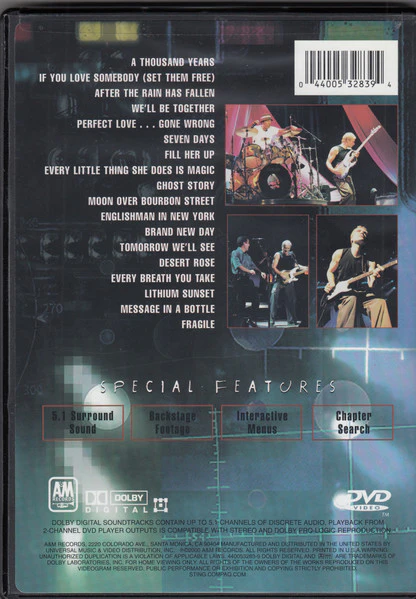 Sting - The Brand New Day Tour: Live From The Universal Amphitheatre (DVD-V, NTSC) (Very Good (VG)) - Image 2