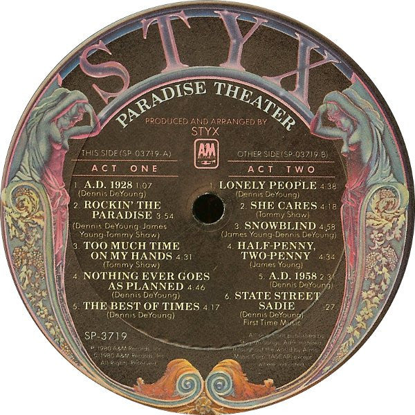 Styx - Paradise Theatre (LP, Album, Etch, Eur) (Very Good Plus (VG+)) - Image 4