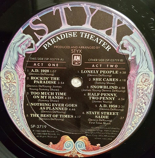 Styx - Paradise Theatre (LP, Album, Etch, Ter) (Near Mint (NM or M-)) - Image 4
