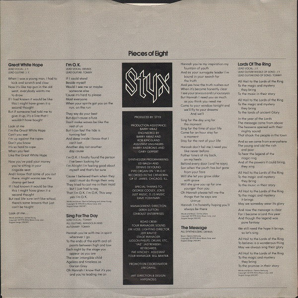Styx - Pieces Of Eight (LP, Album, Pit) (Very Good Plus (VG+)) - Image 5