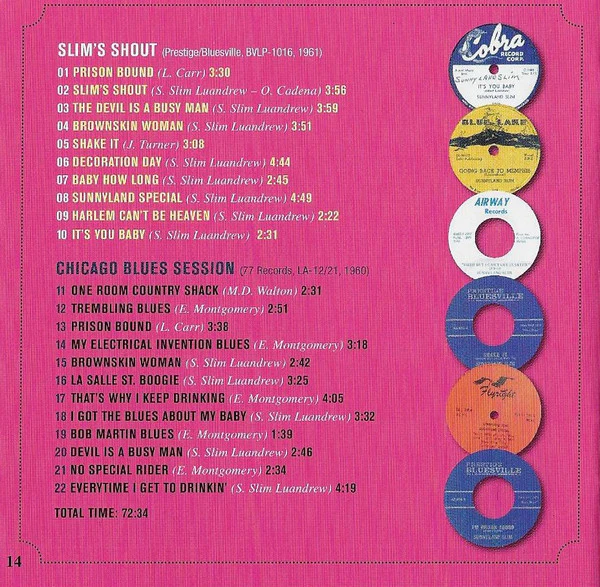 Sunnyland Slim - Slim's Shout Plus Chicago Blues Session (CD, Comp, Mono, RM) (Near Mint (NM or M-)) - Image 3
