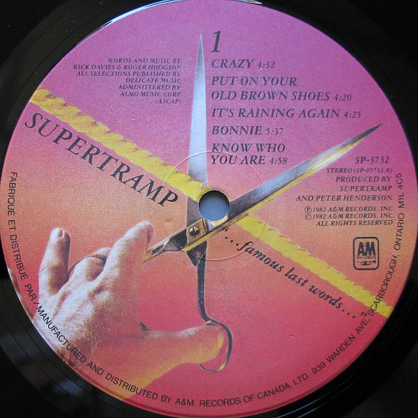Supertramp - "...Famous Last Words..." (LP, Album, Don) (Very Good Plus (VG+)) - Image 3
