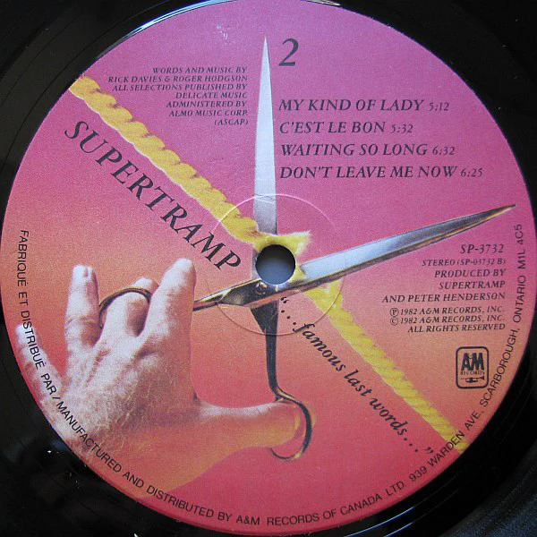 Supertramp - "...Famous Last Words..." (LP, Album, Don) (Very Good Plus (VG+)) - Image 4