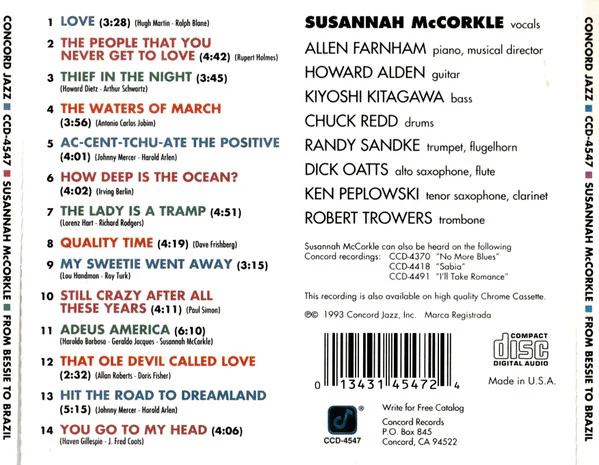 Susannah McCorkle - From Bessie To Brazil (CD, Album) (Very Good Plus (VG+)) - Image 2