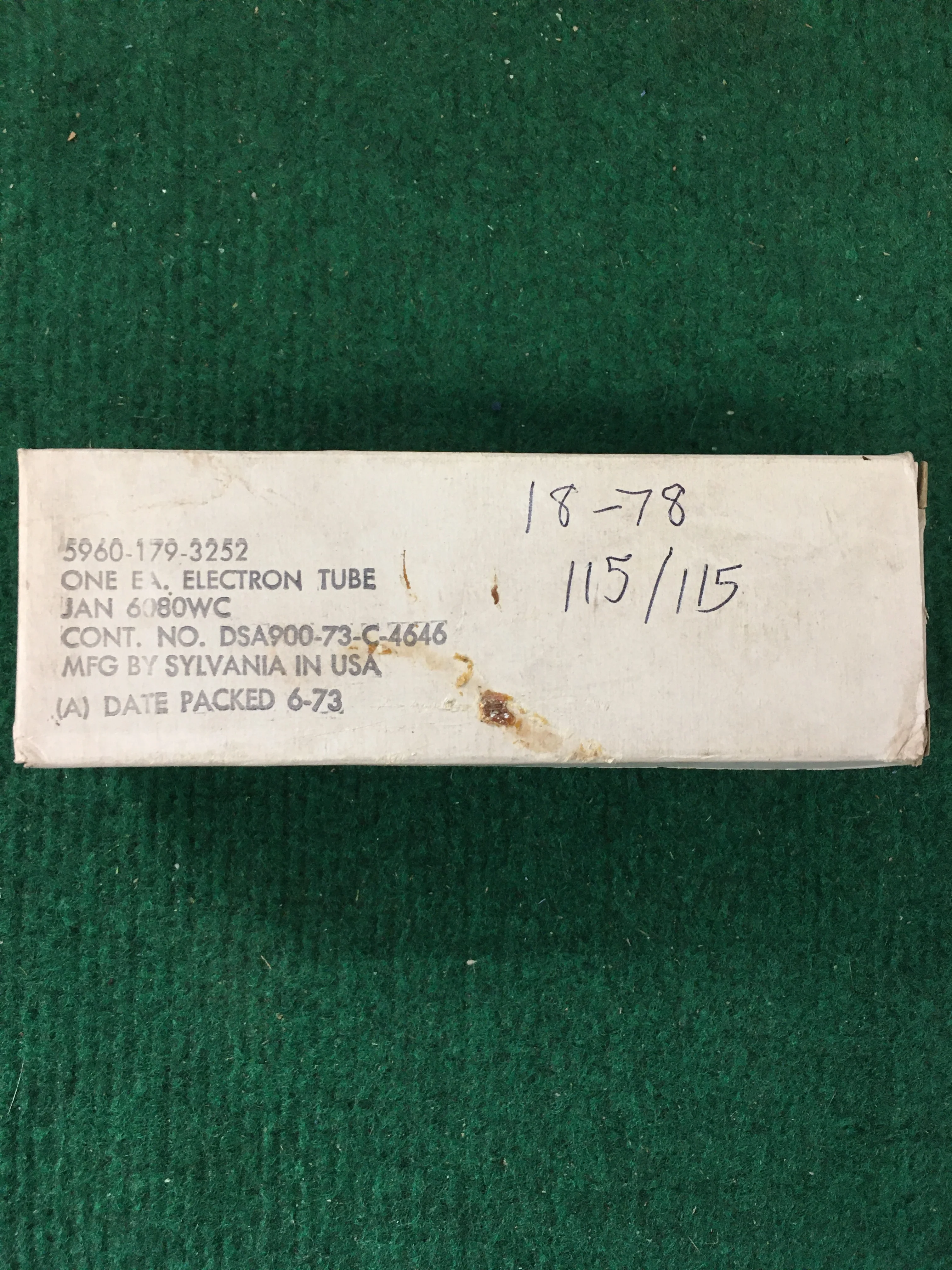 Sylvania JAN 6080WC Vacuum Tube * Tested 115/115