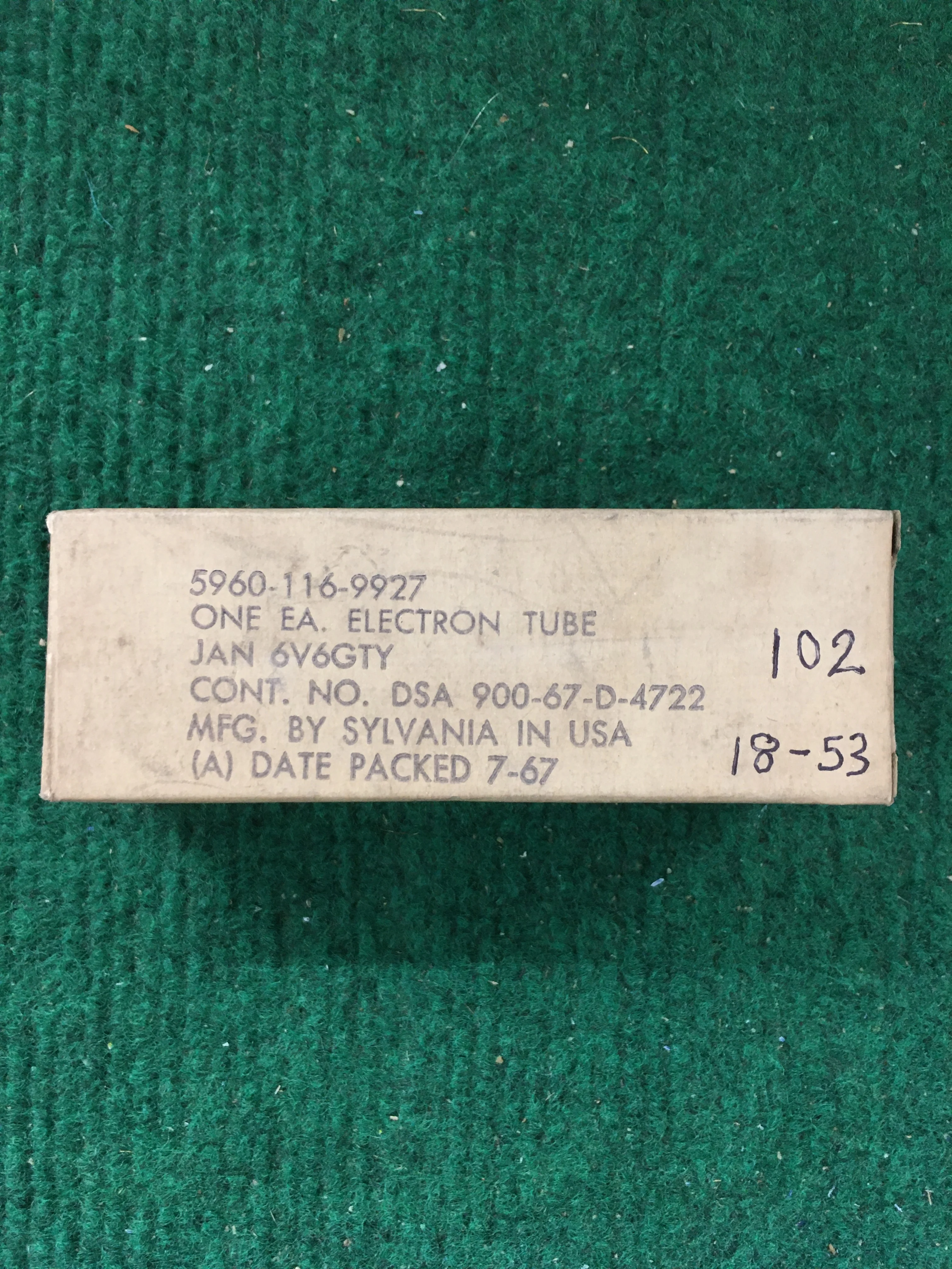 Sylvania JAN 6V6GTY Vacuum Tube * Tested 102