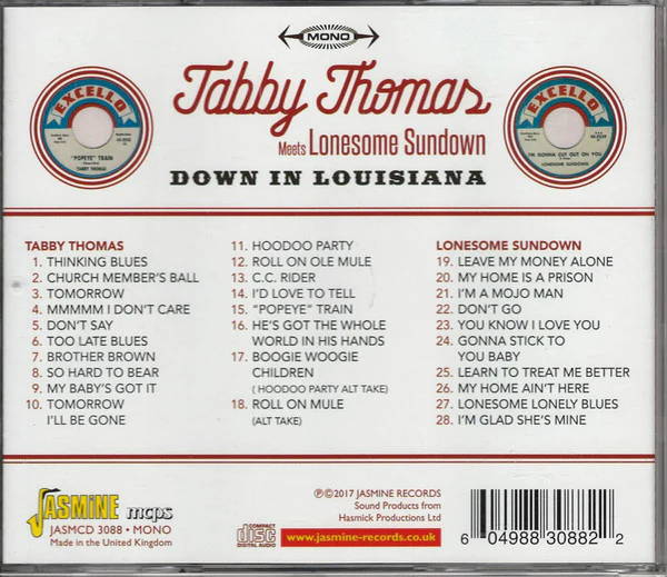 Tabby Thomas Meets Lonesome Sundown - Down In Louisiana (CD, Comp, Mono) (Near Mint (NM or M-)) - Image 2