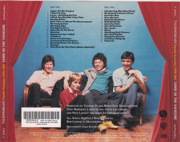 Talkingheads* - Popular Favorites 1976-1992 - Sand In The Vaseline (2xCD, Comp, Club, RM, BMG) (Very Good Plus (VG+)) - Image 3