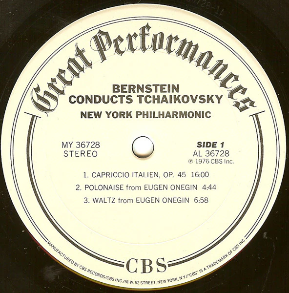 Pyotr Ilyich Tchaikovsky, Nikolai Rimsky-Korsakov, Leonard Bernstein, New York Philharmonic - Capriccio Italien  / Capriccio Espagnol (LP, Comp) (Near Mint (NM or M-)) - Image 3