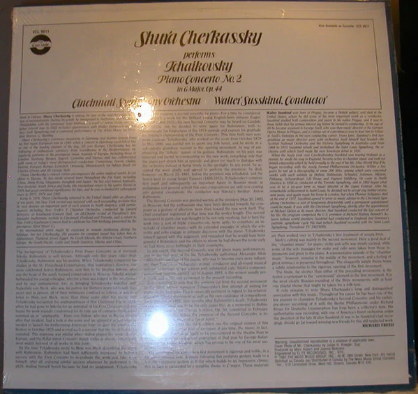 Pyotr Ilyich Tchaikovsky, Walter Susskind, Cincinnati Symphony Orchestra, Shura Cherkassky - Piano Concerto No. 2 In G Major, Op. 44 (LP) (Near Mint (NM or M-)) - Image 2