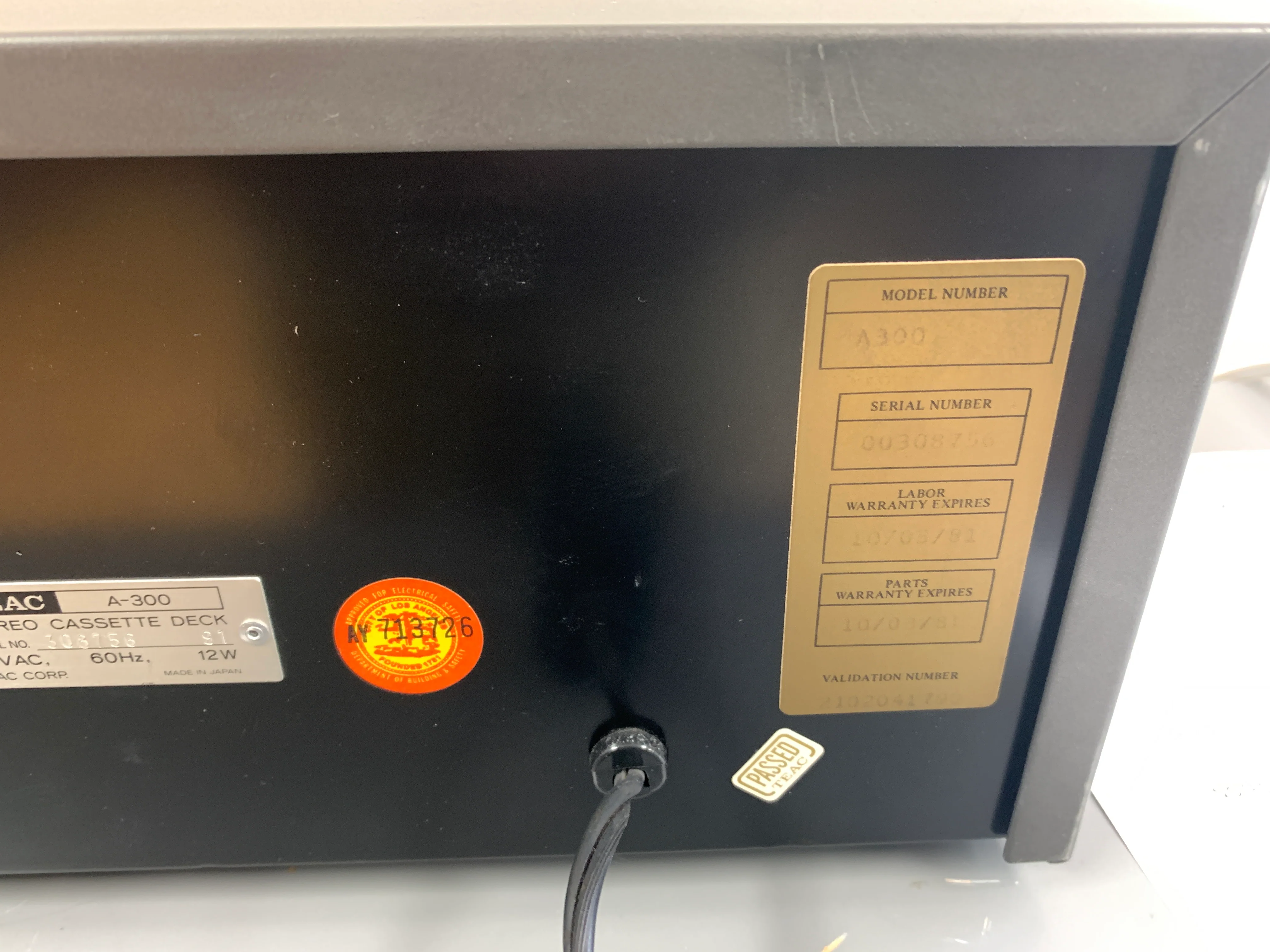 Teac A300 Single Cassette Deck * Fully Serviced ! - Image 13