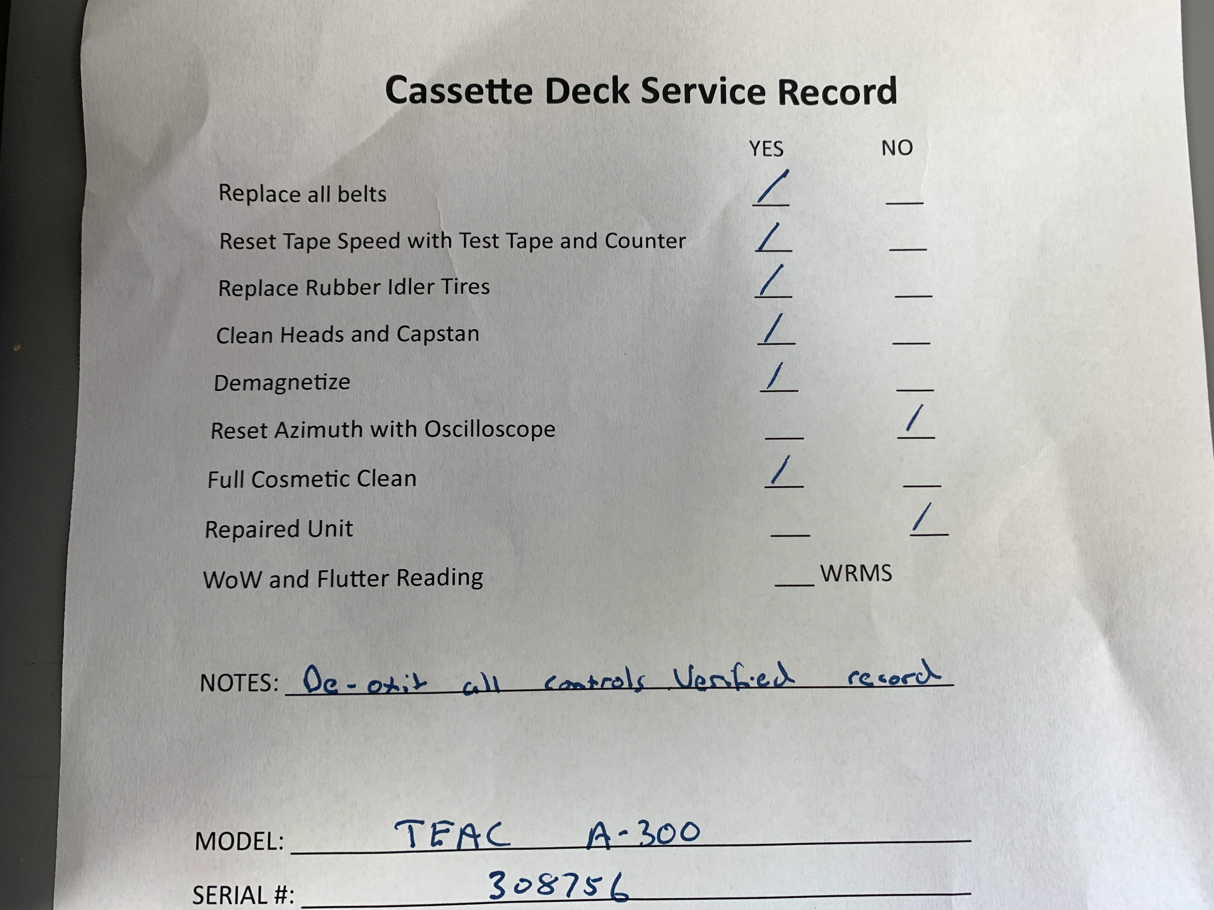 Teac A300 Single Cassette Deck * Fully Serviced ! - Image 8