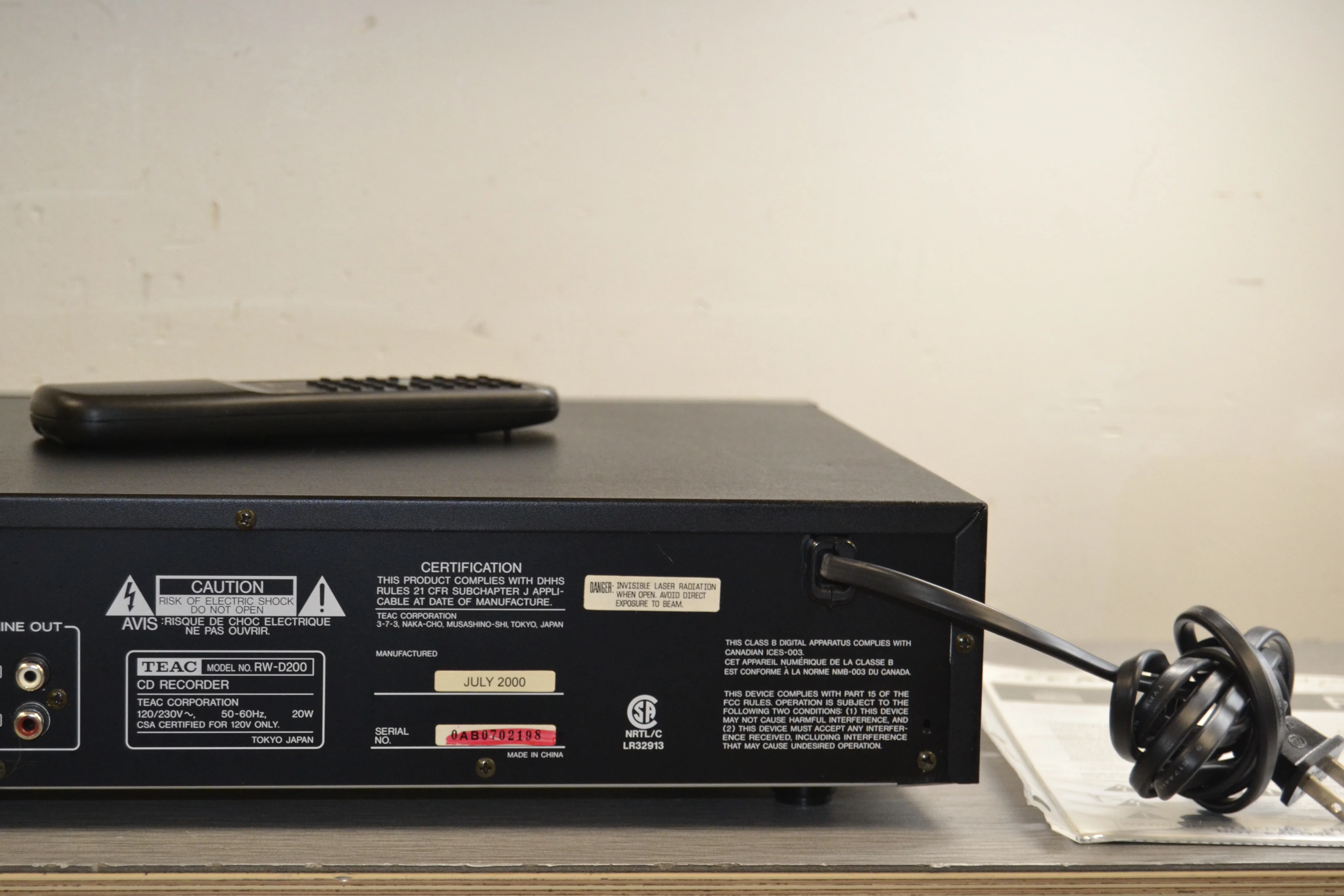 Teac RW-D200  Dual Deck CD Player and Recorder * Remote * Manual - Image 11