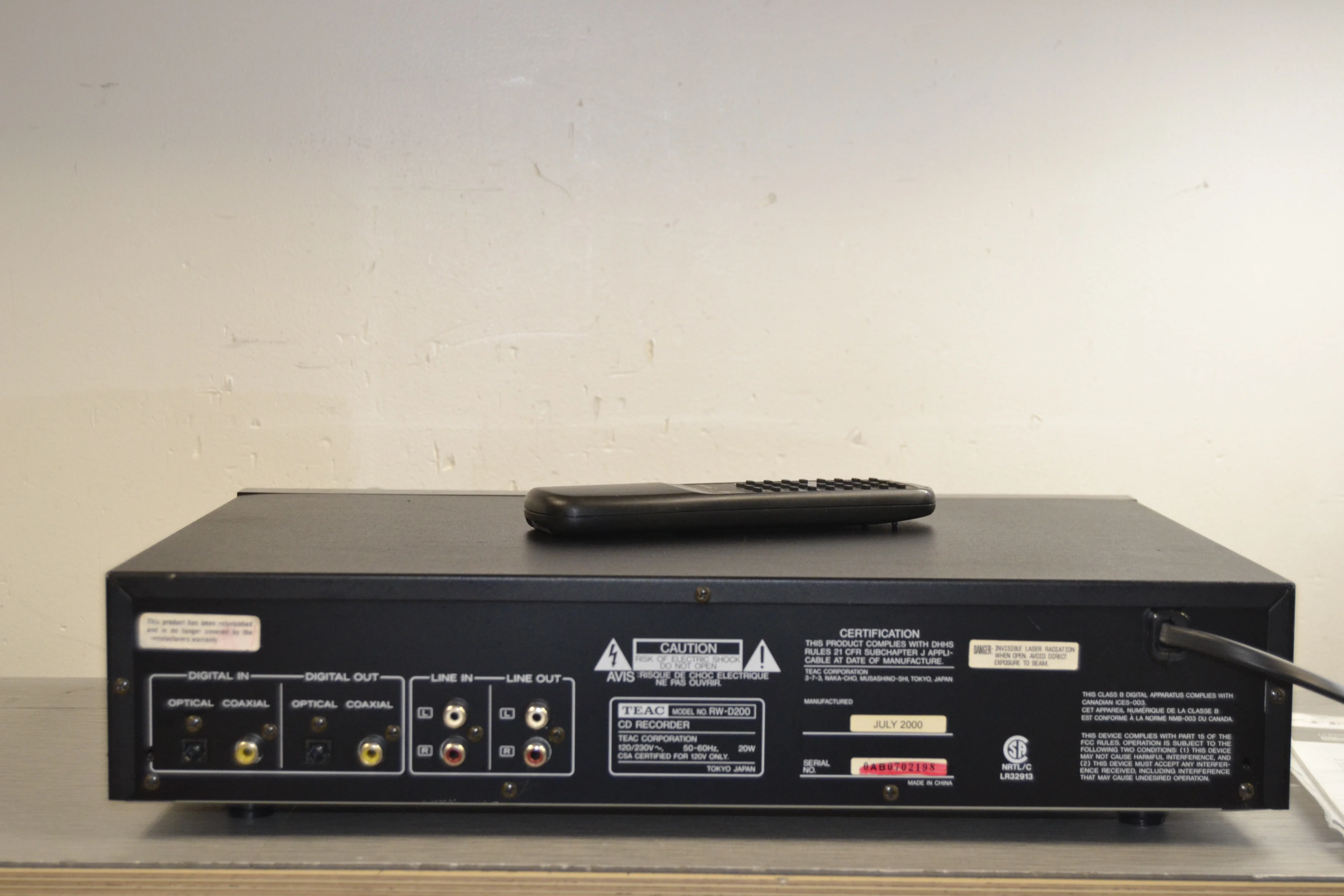 Teac RW-D200  Dual Deck CD Player and Recorder * Remote * Manual - Image 8