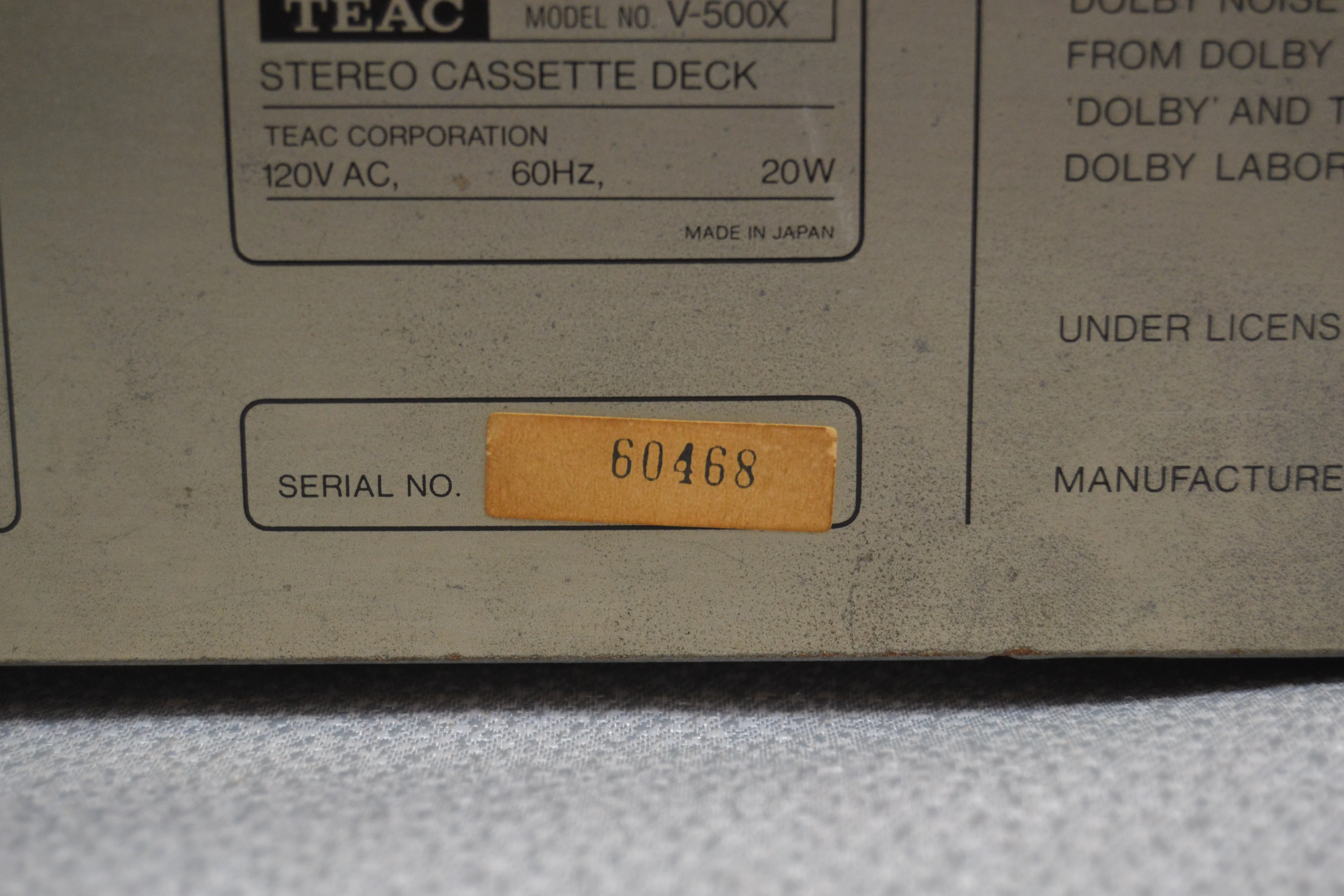 Teac V-500X Single Cassette Deck * Fully Serviced * New Belts - Image 12