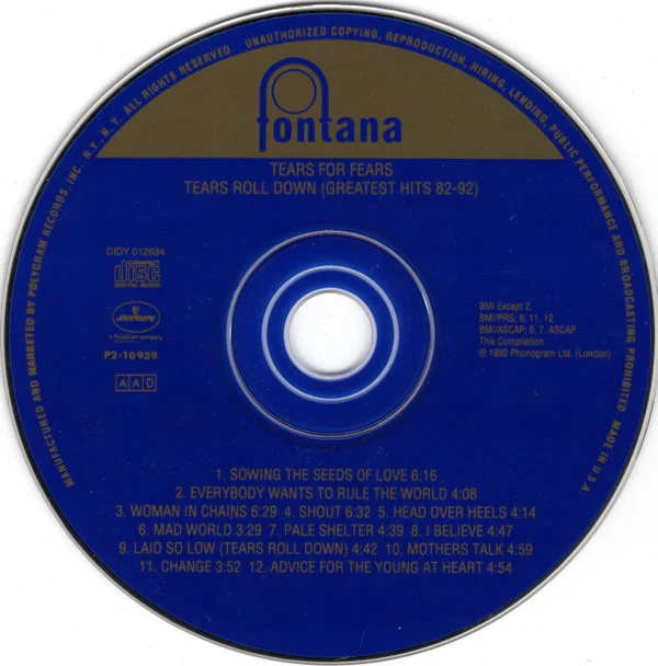 Tears For Fears - Tears Roll Down (Greatest Hits 82-92) (CD, Comp, Club) (Very Good Plus (VG+)) - Image 3