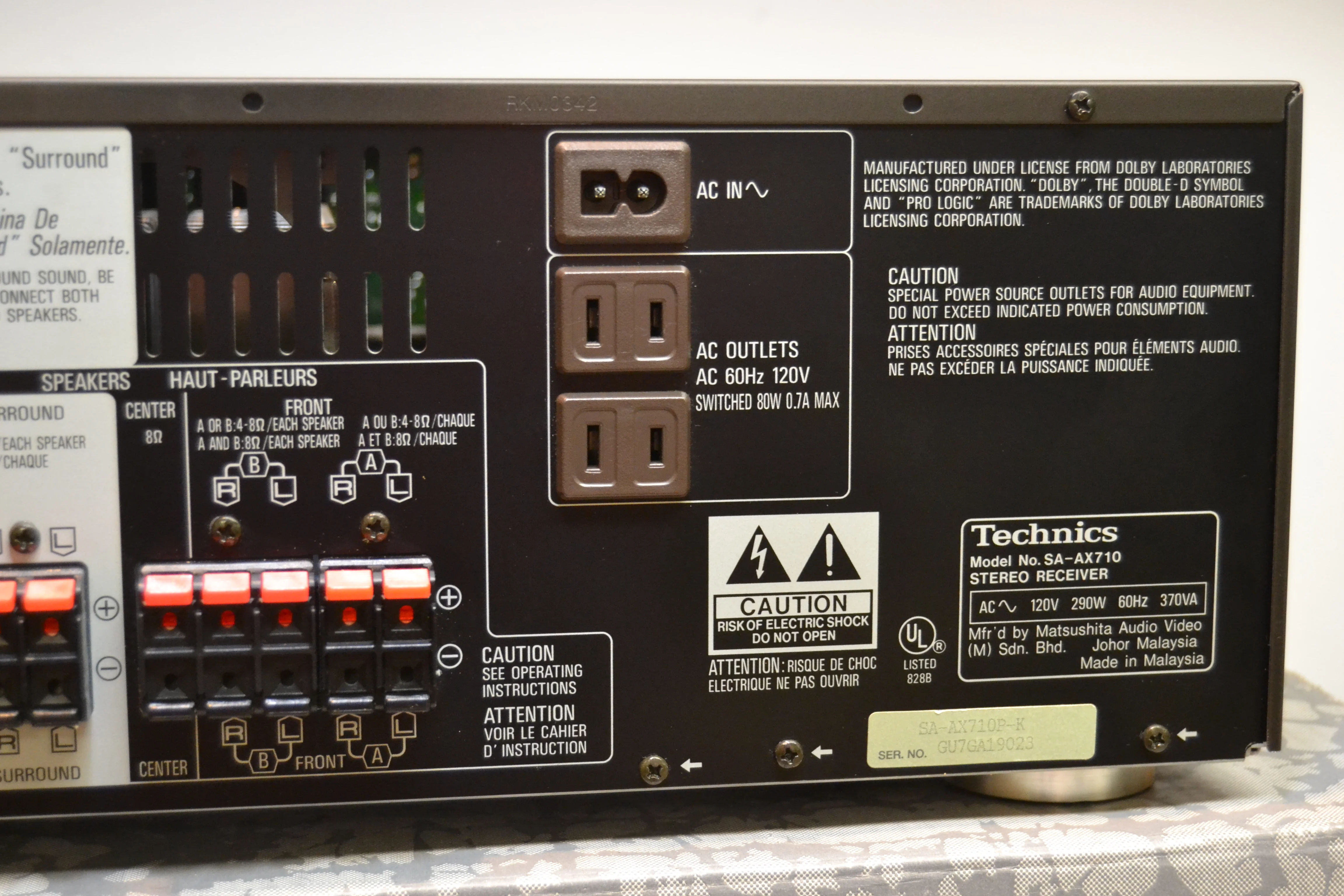 Technics SA-AX710 Stereo Receiver * Manual * Remote * Box - Image 3