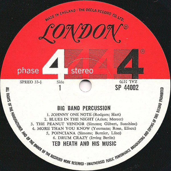 Ted Heath And His Music - Big Band Percussion (LP, Album) (Very Good Plus (VG+))
