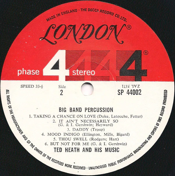 Ted Heath And His Music - Big Band Percussion (LP, Album) (Very Good Plus (VG+)) - Image 2