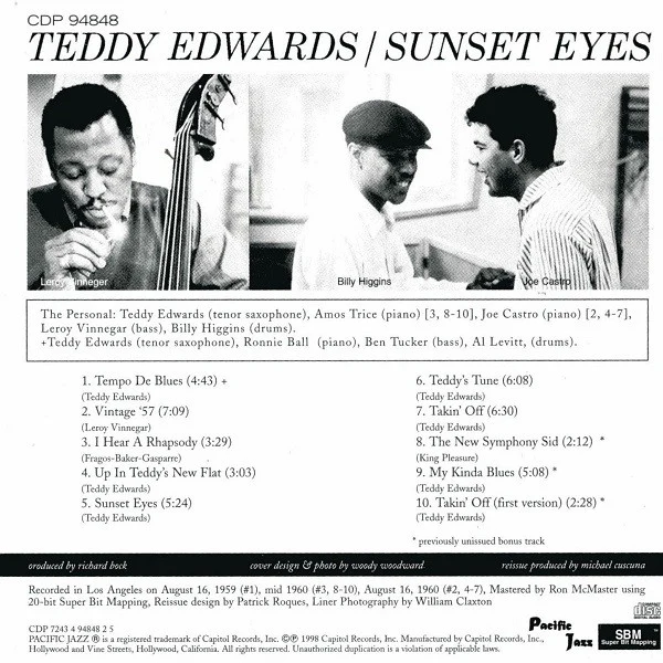 Teddy Edwards - Sunset Eyes (CD, Album, Ltd, RE) (Near Mint (NM or M-)) - Image 2