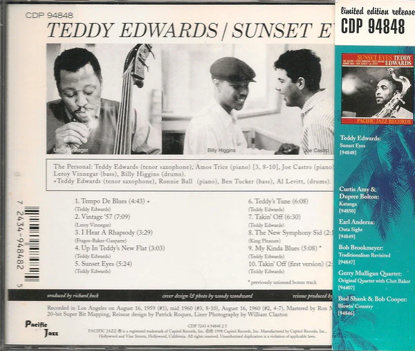 Teddy Edwards - Sunset Eyes (CD, Album, Ltd, RE) (Near Mint (NM or M-)) - Image 4