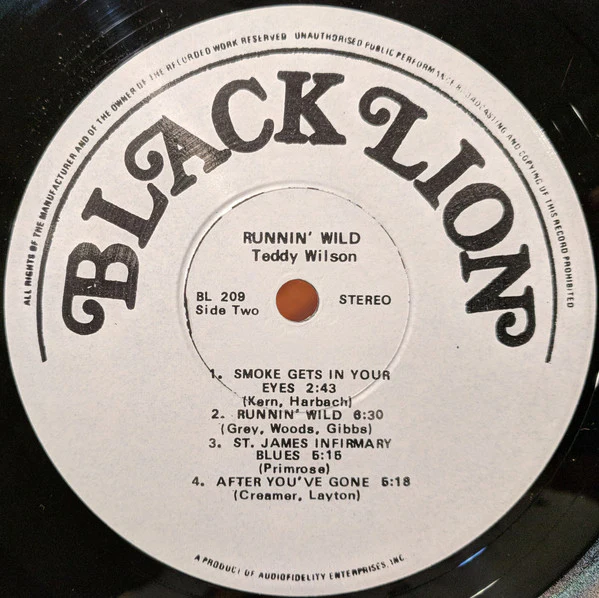 Teddy Wilson - Runnin' Wild (LP) (Very Good (VG)) - Image 4