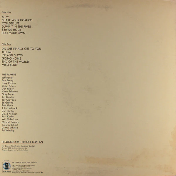 Terence Boylan - Suzy (LP, Album, Promo, SP ) (Very Good Plus (VG+)) - Image 2