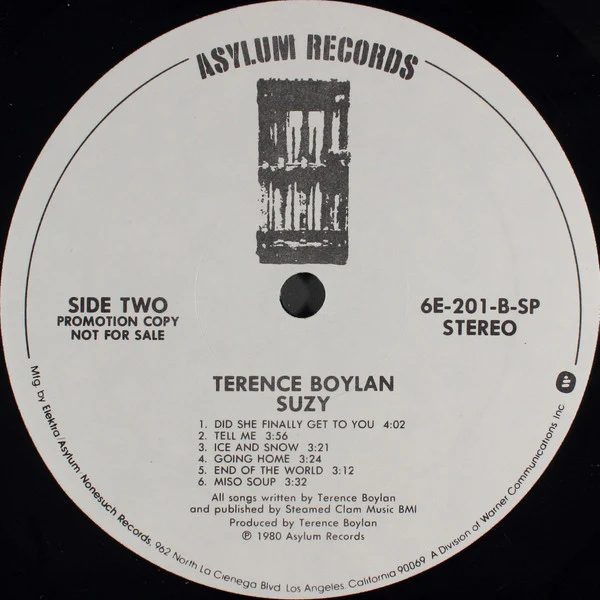 Terence Boylan - Suzy (LP, Album, Promo, SP ) (Very Good Plus (VG+)) - Image 4
