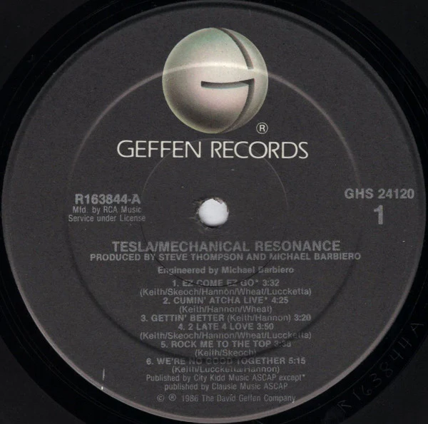 Tesla - Mechanical Resonance (LP, Album, Club) (Very Good Plus (VG+)) - Image 2