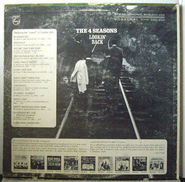 The Four Seasons - Lookin' Back (LP, Album, Comp, Mono) (Near Mint (NM or M-)) - Image 2