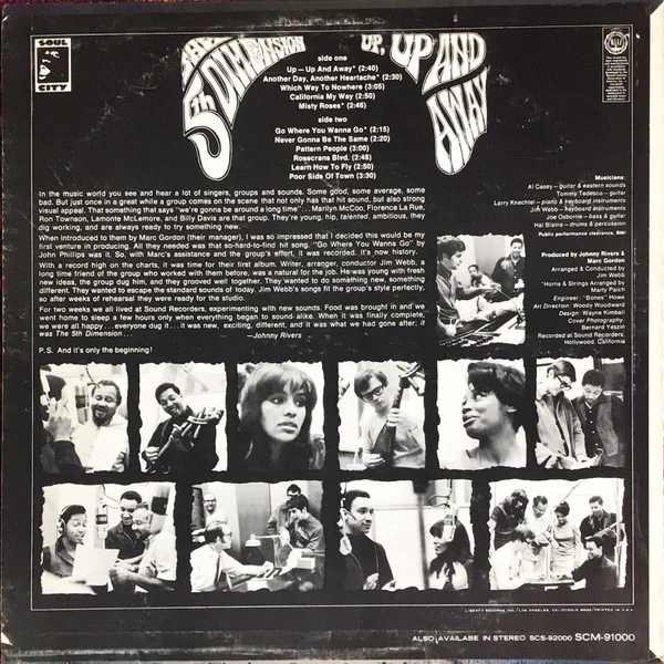 The Fifth Dimension - Up, Up And Away (LP, Album, Mono) (Very Good (VG)) - Image 2