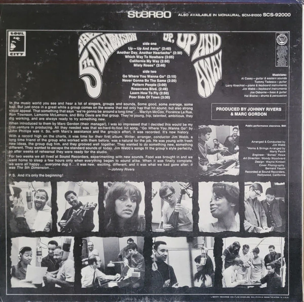 The Fifth Dimension - Up, Up And Away (LP, Album, Pit) (Very Good (VG)) - Image 2