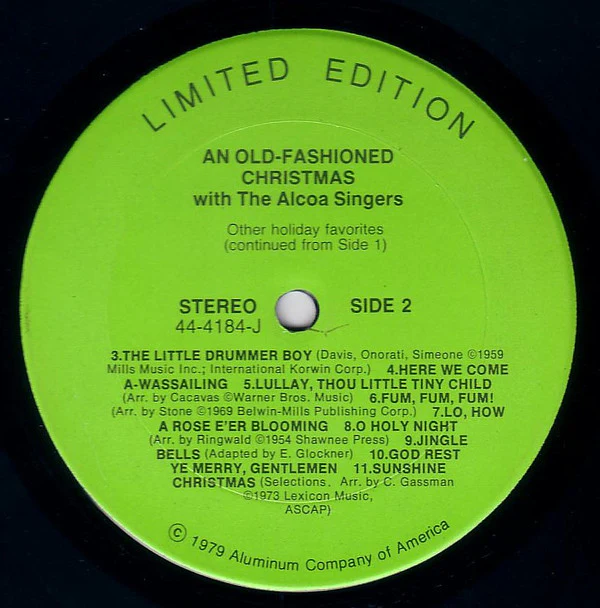 The Alcoa Singers - An Old-Fashioned Christmas With The Alcoa Singers (LP) (Very Good Plus (VG+)) - Image 4